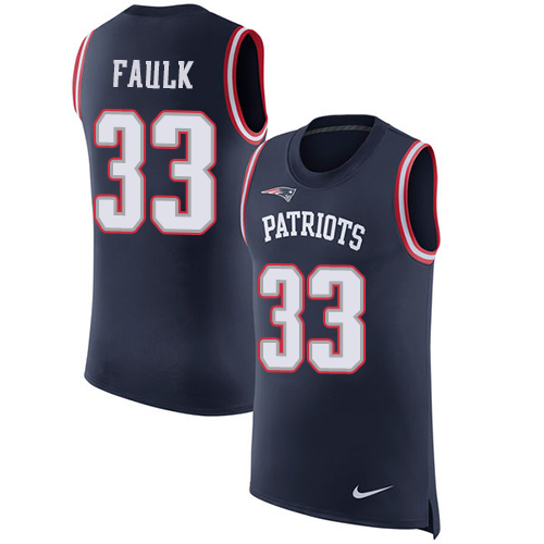 Nike Patriots #33 Kevin Faulk Navy Blue Team Color Men's Stitched NFL Limited Rush Tank Top Jersey - Click Image to Close